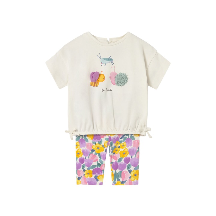 Compleu copii, Mayoral, set tricou+ colanti, violet, bumbac, 104 CM