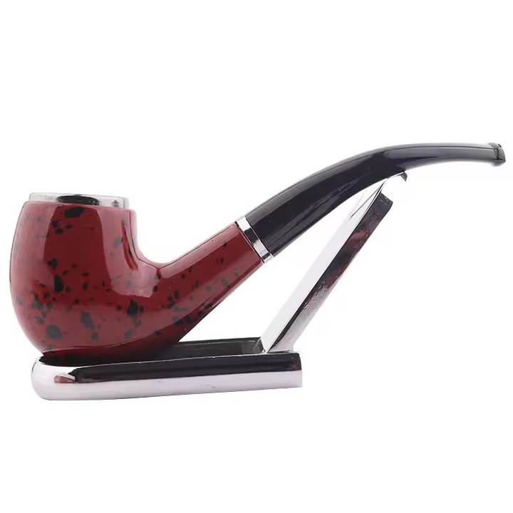 Pipa de tutun, IZMAEL, FT00478, roșu cu negru, design elegant, manuală