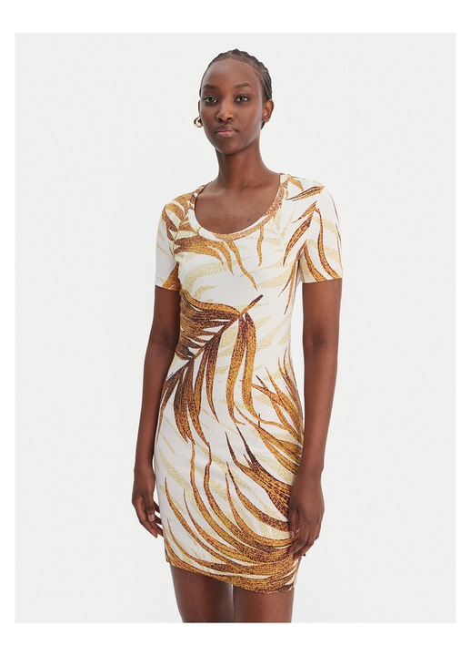 Rochie Just Cavalli, bumbac, bej, alb, Alb/Bej