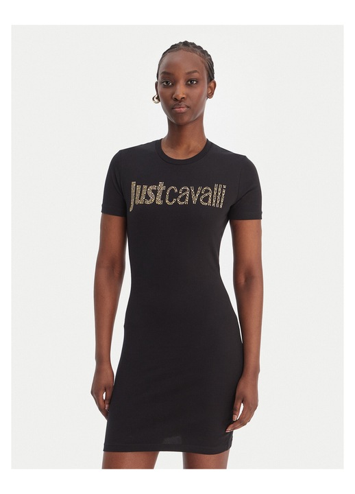 Rochie casual, Just Cavalli, bumbac, negru, 95% bumbac 5% elastan, Negru