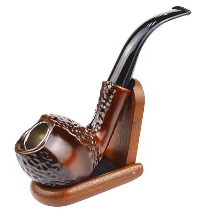 Pipa pentru tutun, IZMAEL, design englezesc, lemn de briar, maro închis, dimensiune personalizată