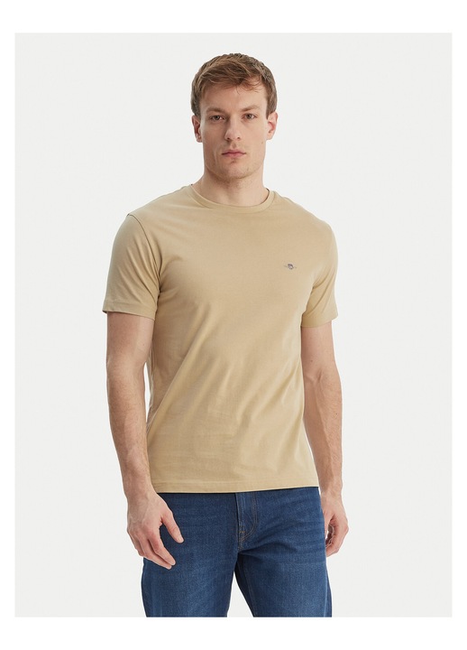 Tricou barbati, Gant, bumbac 100%, bej, Bej, S