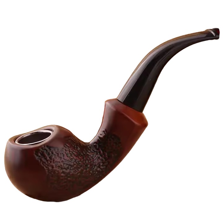 Pipa din lemn de briar, IZMAEL, culoare maro-roșu și negru, 15, 5cm x 4, 5cm