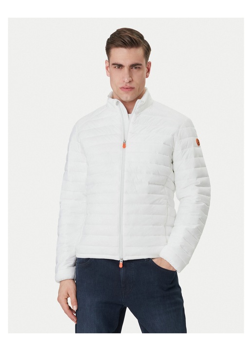 Geaca de tranzitie barbati, Save The Duck, alb, nylon, cu fermoar