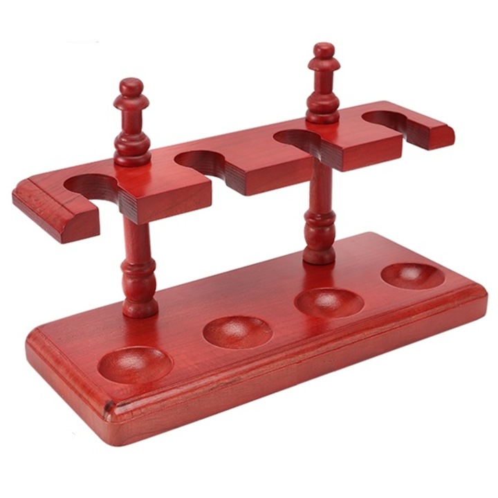 Suport pipa din lemn, IZMAEL, rosu, 4 pipe, 14, 7x9, 9x23, 9cm