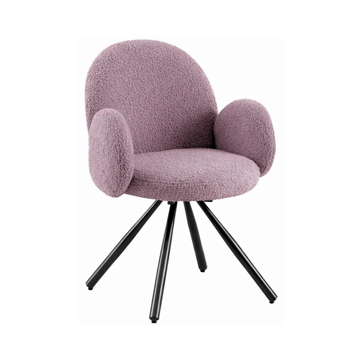 Scaun dining rotativ, lila-plum, tapiserie textil si cadru metalic, 60x63x87 cm Teddy