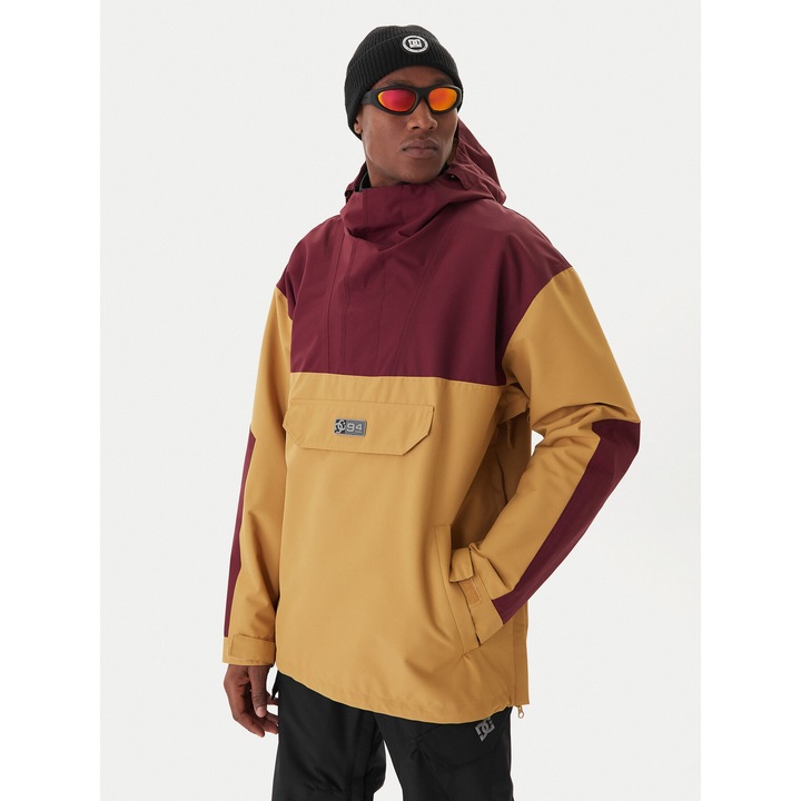 Geaca snowboard barbati, DC Shoes, bordeaux, galben, poliester reciclat