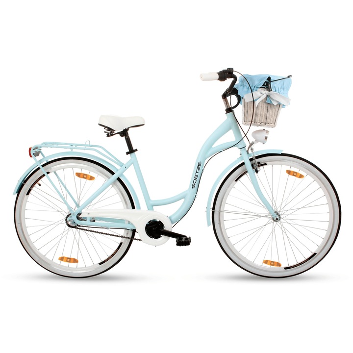 Bicicleta oras dama Goetze Style 28 inch cadru 18 inch aluminiu 3 viteze Shimano Nexus V-brake frana pe butuc cos si portbagaj