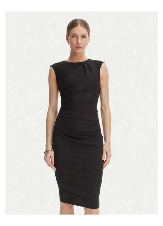 Rochie cocktail, Rinascimento, neagra, poliester, fermoar, Negru