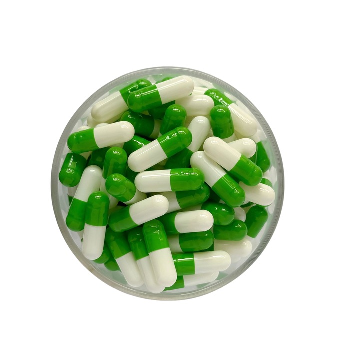 Capsule comestibile, 1000 bucati, verde/alb, pentru substante solide si pulbere