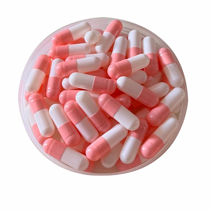 Capsule comestibile, 1000 bucati, roz/alb, pentru substante solide si pulbere