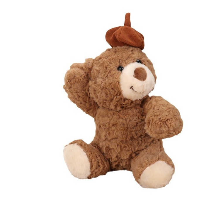 Ursulet de plus cu palarie de dovleac, 30cm