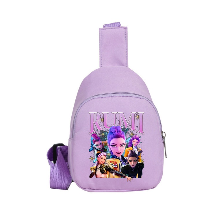 K-POP Witch Hunter válltáska, anime, könnyű, lila, 13x17x7cm