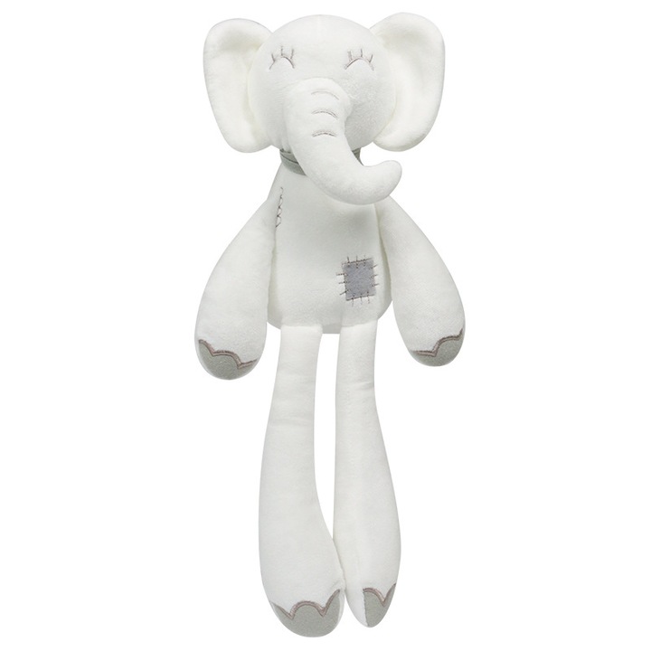 Jucarie de plus, elefant cu picioare lungi, alb, set