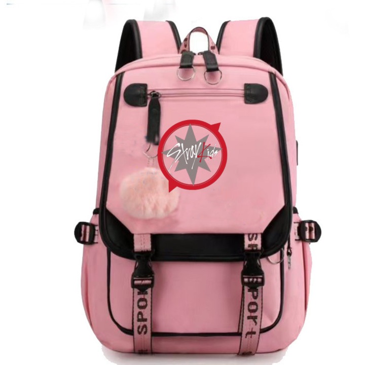 Nagyméretű, alkalmi stílusú, rózsaszín iskolatáska