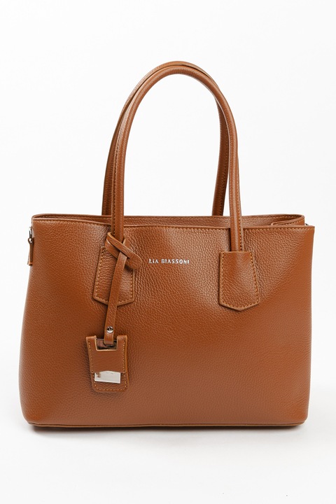Lia Biassoni, Bőr válltáska logómintával, Karamellbarna