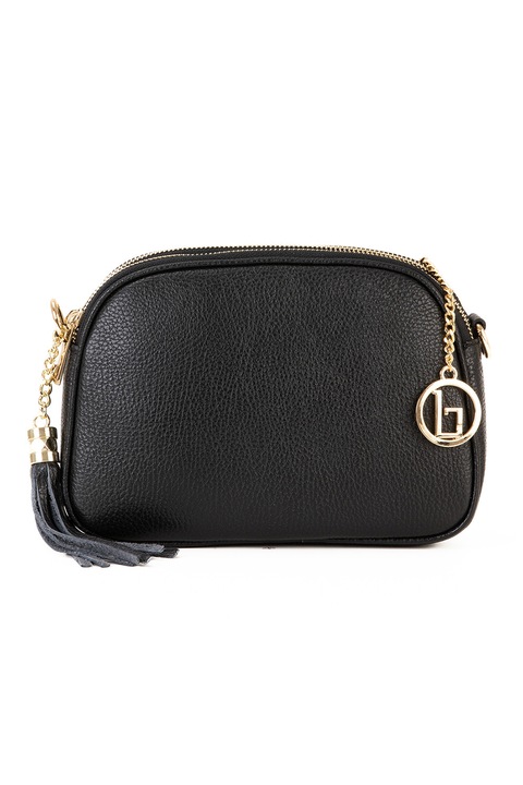 Lia Biassoni, Geanta crossbody de piele cu buzunar cu fermoar, Negru