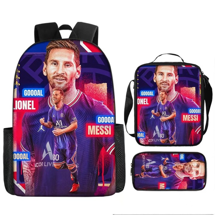 Ghiozdan cu imprimeu fotbal BK27 - set de trei piese