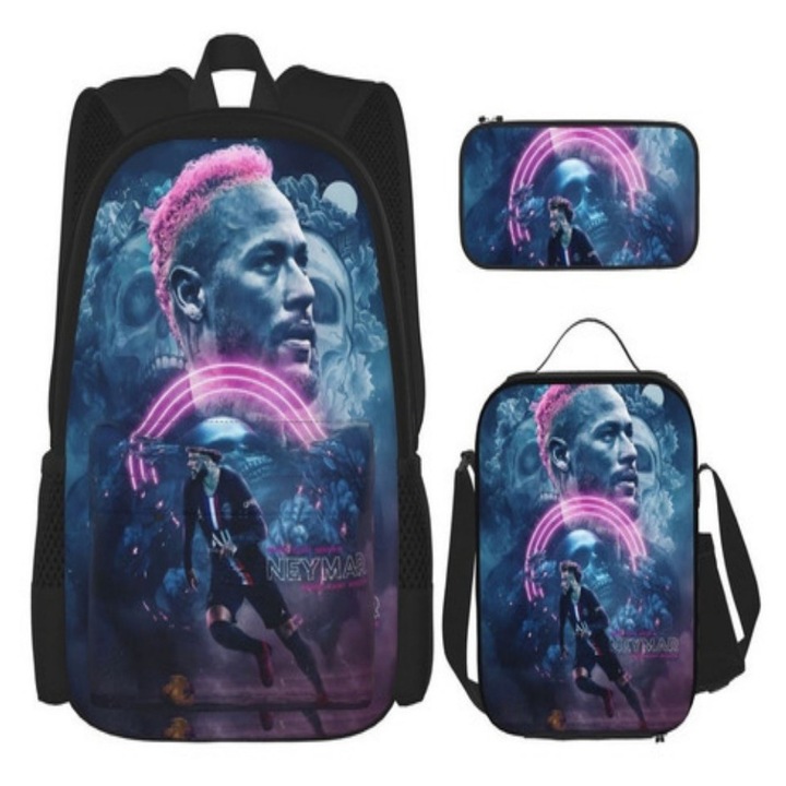 Ghiozdan cu imprimeu fotbal 38 - set de trei piese