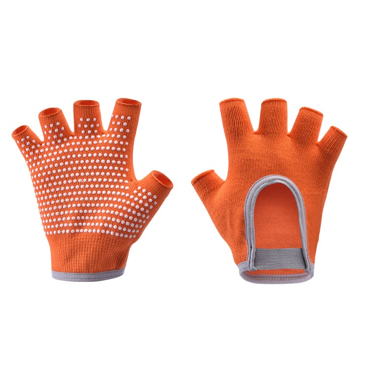 Sportos jóga kesztyű, félujjas, bőrkeményedés elleni, narancssárga