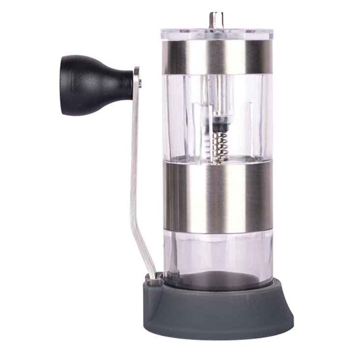 Rasnita manuala de cafea portabila, negru/transparent, dimensiuni mici