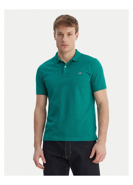Tricou barbati, Gant, slim fit, verde, bumbac