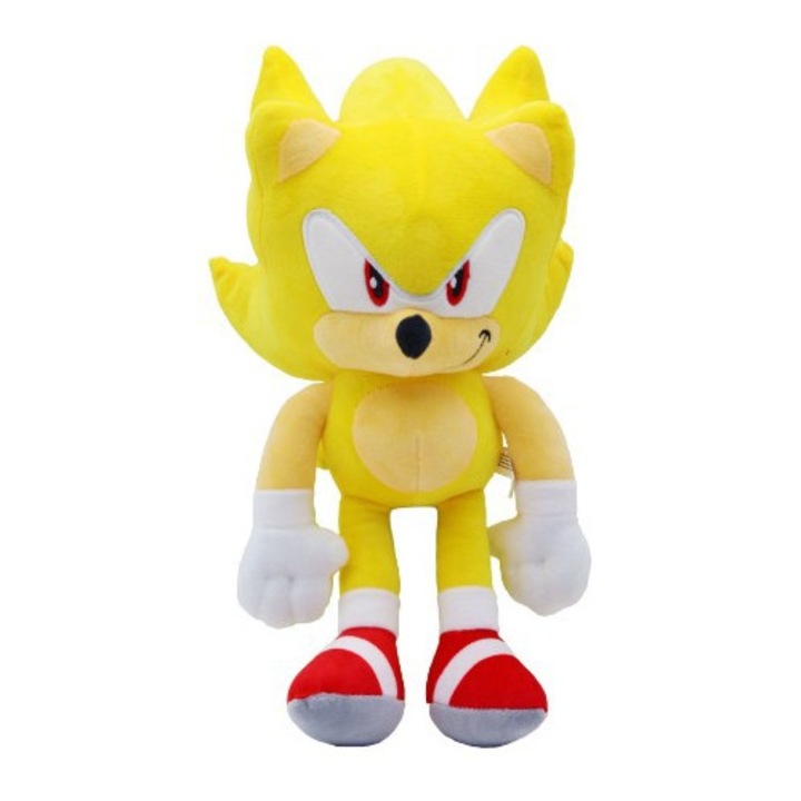 Jucarie de plus Super Sonic, cap mare auriu, 30cm
