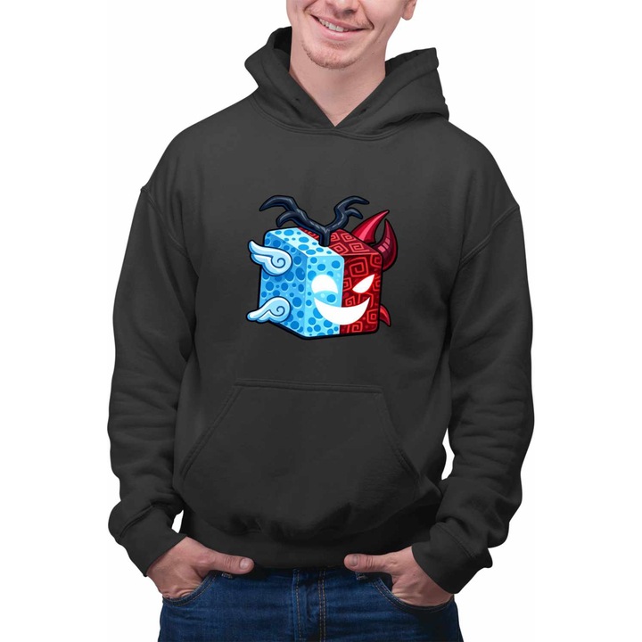 Hanorac Personalizat Barbati Blox Fruits Spirit Fruit Roblox Fructe, negru, marime XL