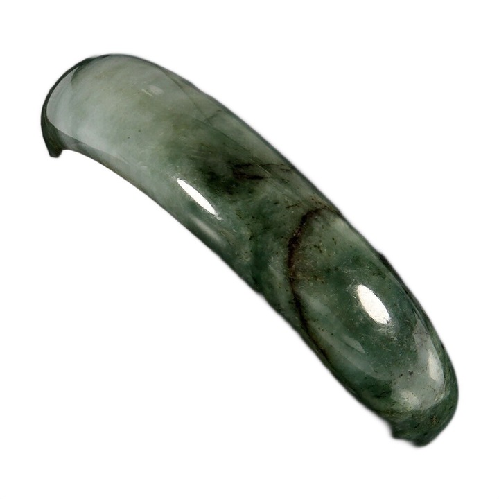 Bratara din jad natural 373.40ct, Songea, dimensiuni 76x15mm, grosime 8.5mm, culoare verde, pentru mana subtire