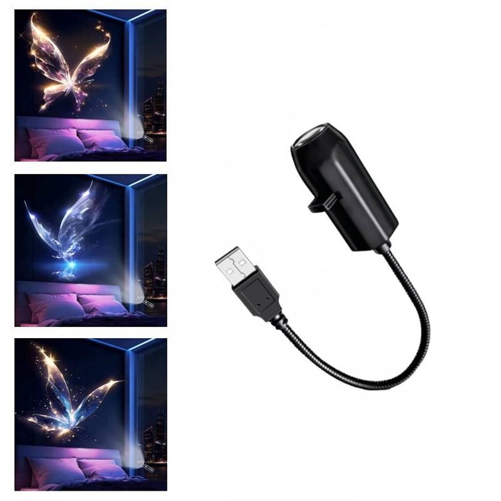 Lampi de veghe copii, set 3 buc, proiectie fluturi