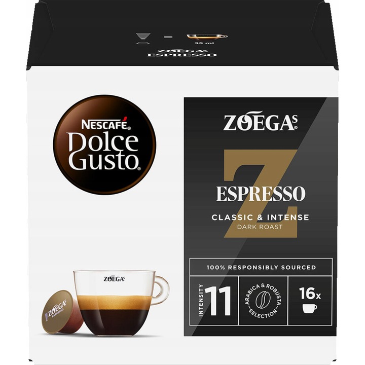 Capsule cafea Zoegas Espresso, 16 bucati, 100% arabica, intensitate 7