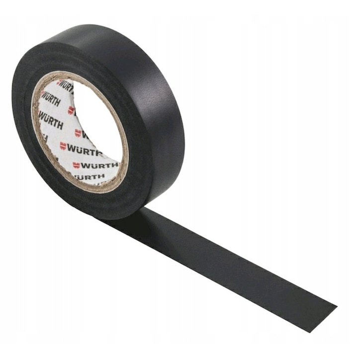 Banda izolatoare electrica Wurth, 15mm x 10m, rezistenta la temperaturi intre 0°C si 90°C, neagra