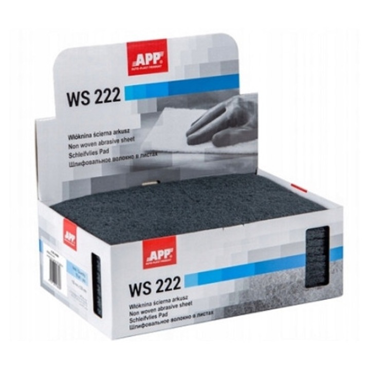 Wloknina scierna APP WS222, 150x230mm, drobnoziarnista, gri, set 1 buc.