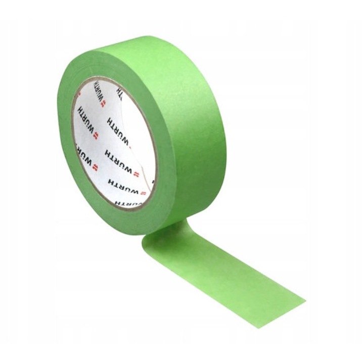 Banda adeziva de mascare Wurth, verde, 24mmx50m, rezistenta la temperaturi de pana la +80C, rezistenta la umiditate