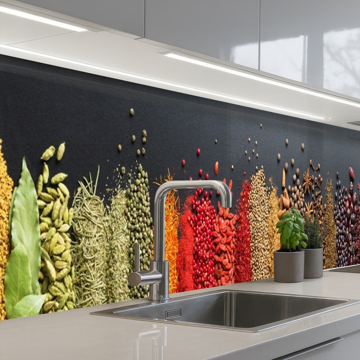 Konyhai panelTűzhelyvédelem, Fröccsenésgátló, Hőálló 350x60 cm