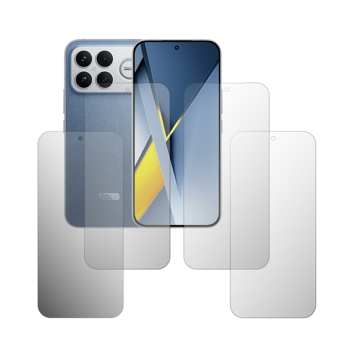 Set 4X Folie Protectie Ecran Folie24, pentru Poco F8 Ultra, 2X Ultra-Clear + 2X Mate, Acoperire Full-Display si Case-Friendly, Adezive, Flexibile cu Auto Regenerare