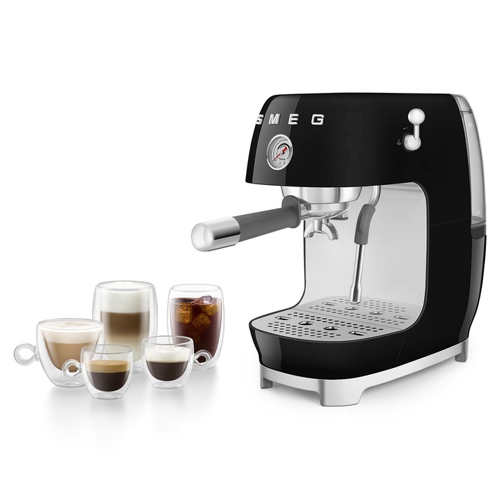 Espressor Smeg ECF03BLEU, manual, 1650W, negru, 1.4l