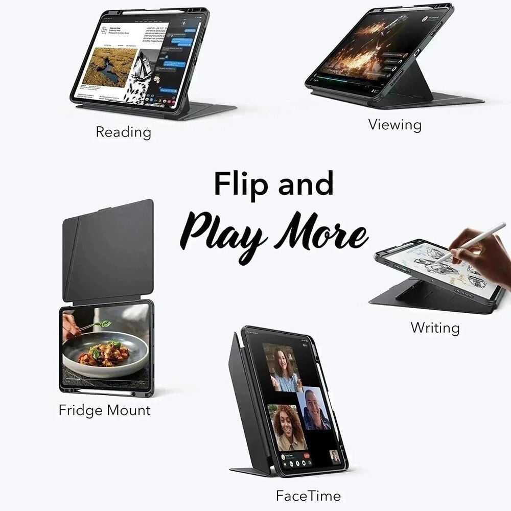 Husa Protectie Compatibila cu Flip Hybrid (with Pencil Holder), ESR, iPad Pro 11 (2024) / iPad Pro 11 (2025) - Black