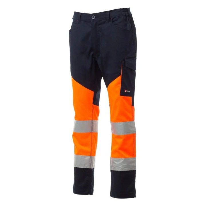 Pantaloni talie Payper Working Summer, Sezon Primavara-Vara, Fluorescent Orange/Navy Blue, Marime S S