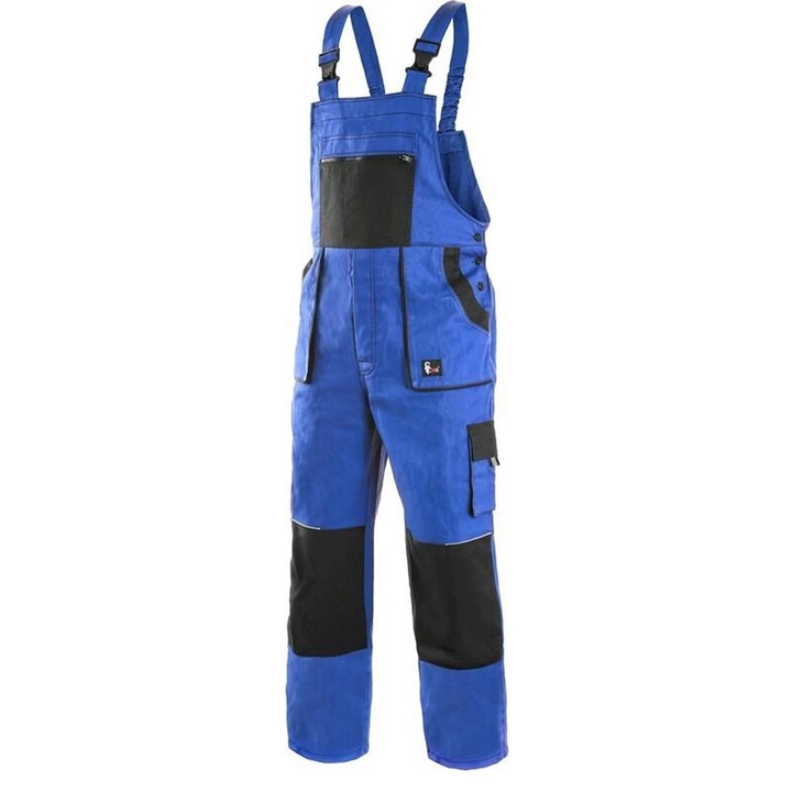 Pantaloni cu pieptar Lux Robin, Sezon Iarna, Albastru/Negru, Marime 64 64