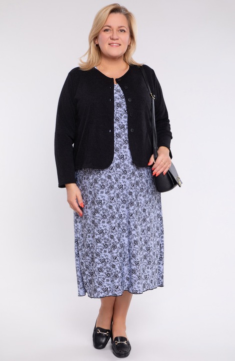 Rochie albastra cu flori negre