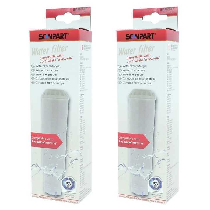 Filtru de apa pentru masini de espresso cu filet Scanpart de la AEG, BSH, Krups, Melitta, Nivona, 2 bucati