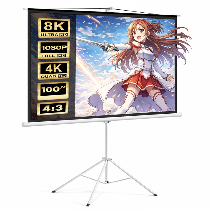 Maclean vetítővászon, 100 hüvelyk átmérőjű, 200x150 cm, állványon, 4:3-as formátum, MC-595