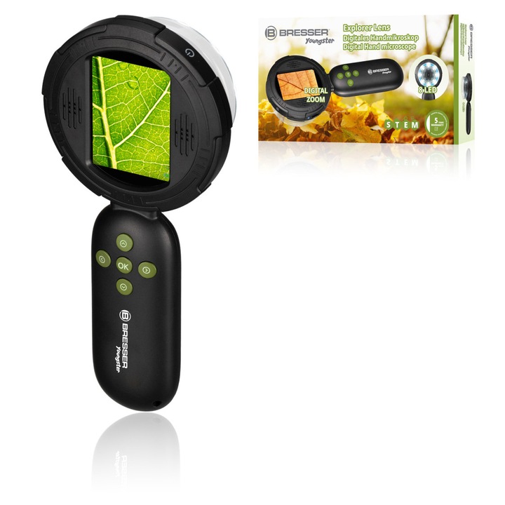 Lupa Bresser YOUNGSTER ExplorerLens, 10x, iluminare LED, 5, 08cm, pentru copii