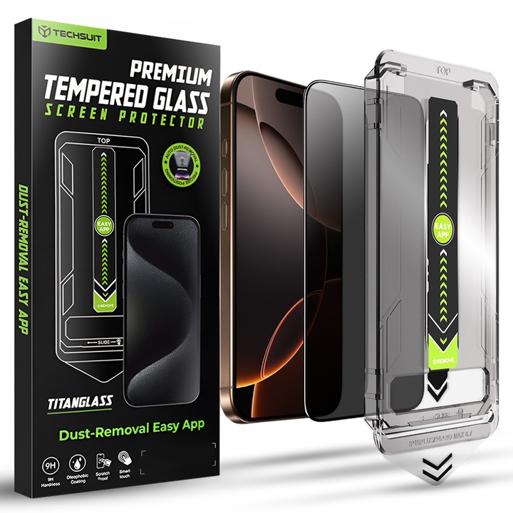 Techsuit TitanGlass FullCover Privacy telefonfólia iPhone 16 Pro / iPhone 17 készülékhez, edzett üveg