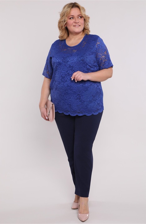 Bluza albastra floarea de colt cu dantela florala