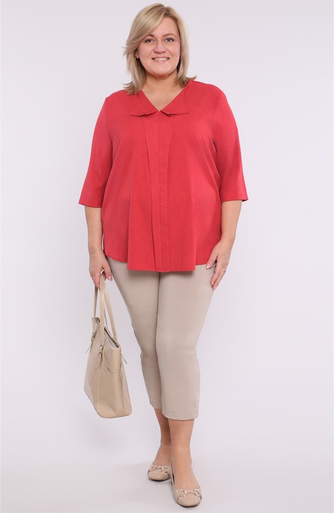 Bluza lejera din in, rosu intens