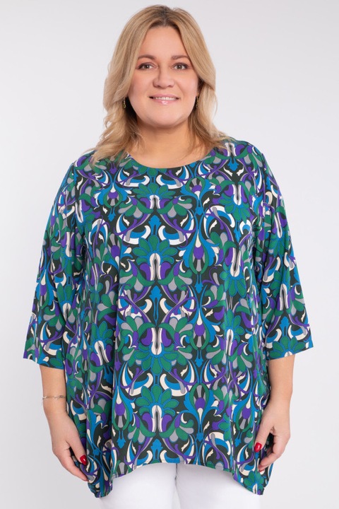 Bluza cu model violet si verde