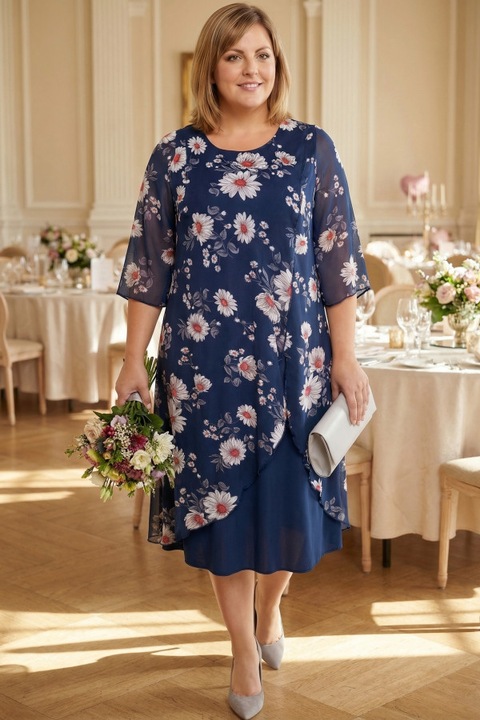 Rochie bleumarin cu musetel