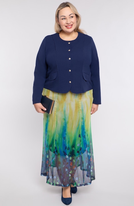 Fusta din plasa florala galbena si albastra